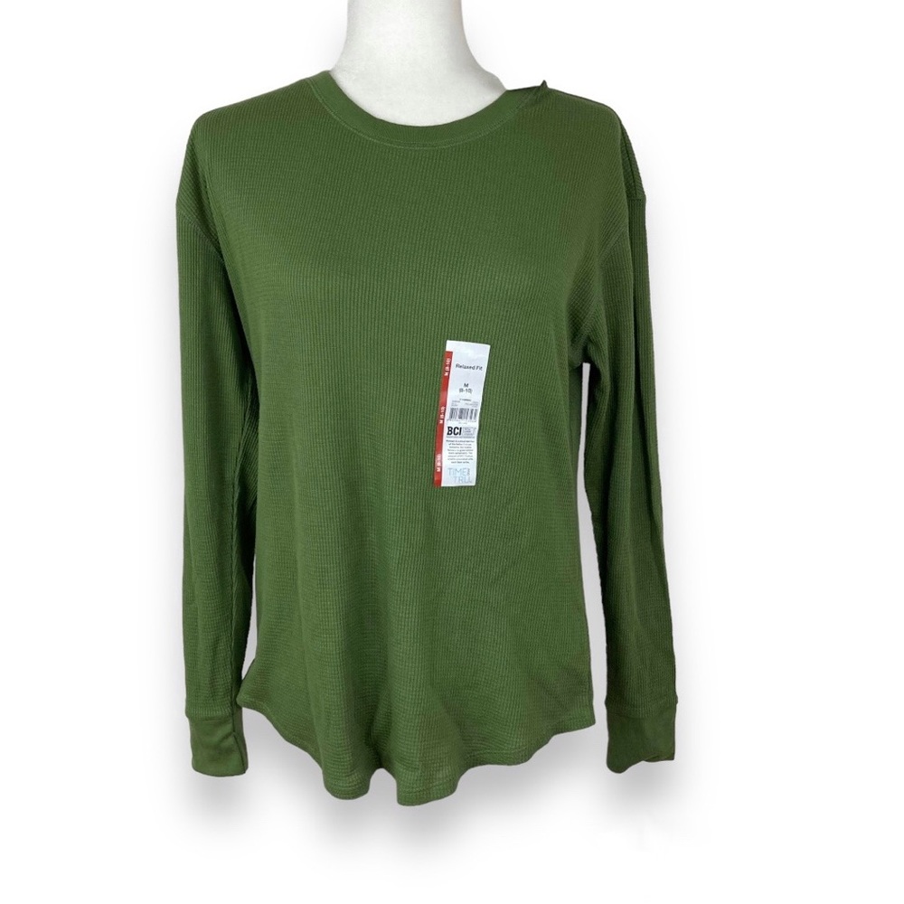 NWT Time and Tru Relaxed fit Thermal green sweater M (8-10)